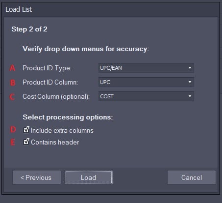 Search By Spreadsheet 3 map columns to process spreadsheet