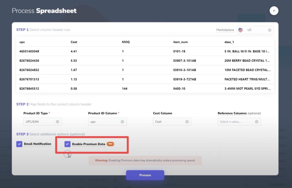 Screenshot of average estimate video premium data needs to be used
